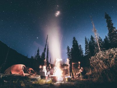 Camp fire under the stars